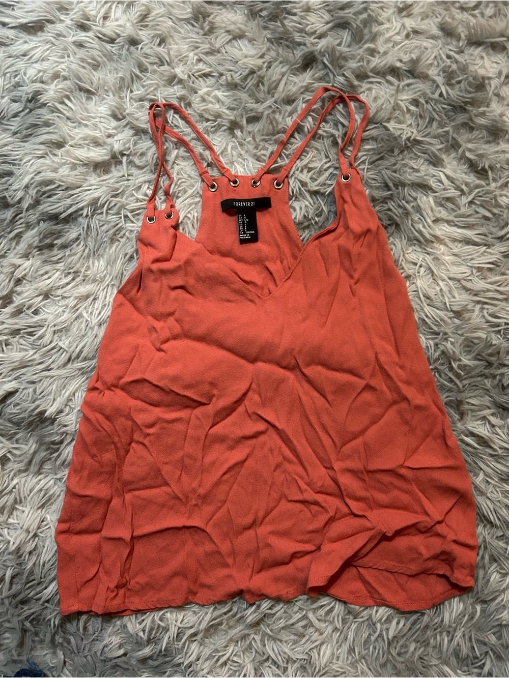 Forever 21 Coral Orange Double-Strap V-Neck Camisole